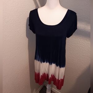 Stylish Women's Navy, White, and Red Top